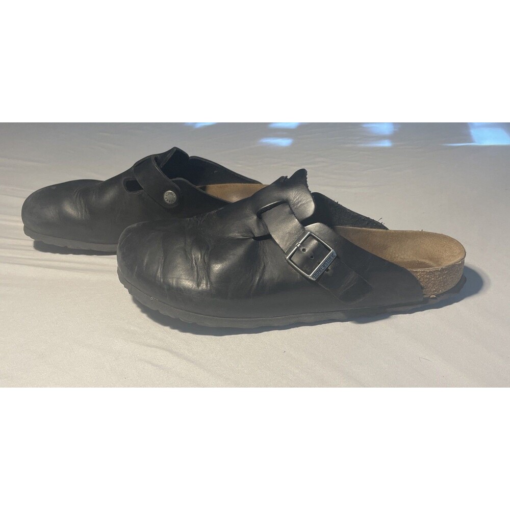 Birkenstock Boston Amalfi Black Leather Soft Footbed size 10.5 - 11